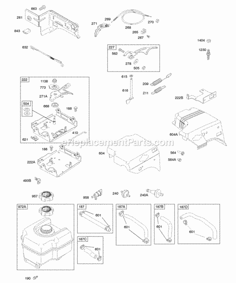 Controls Fuel Supply Governor Spring Diagram and Parts List for 205412-0230-B9  Briggs and Stratton Engine